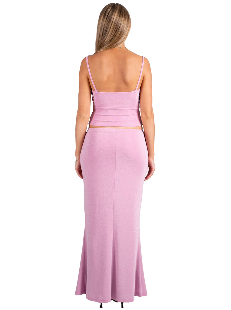 pink shimmer maxi skirt