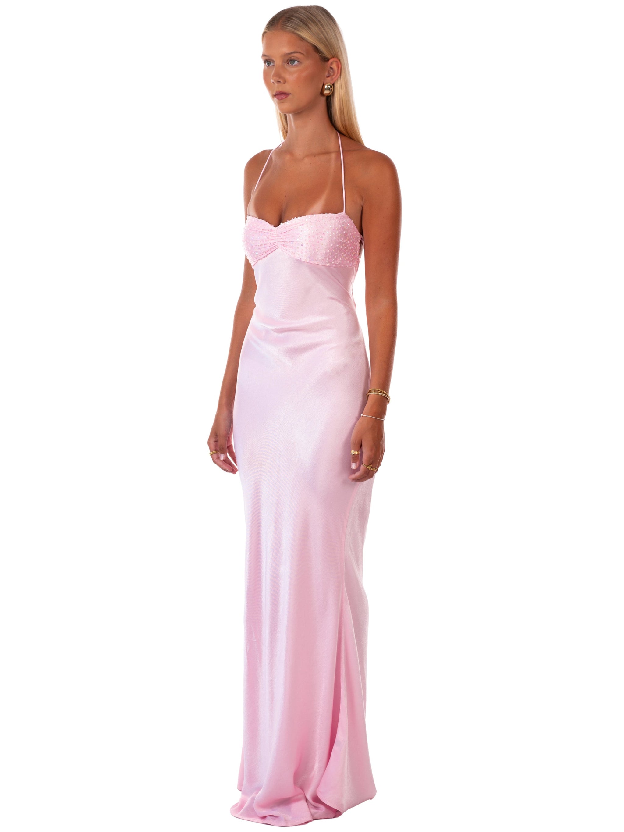 open lace back dress Rose Quartz Gown Teuta Matoshi